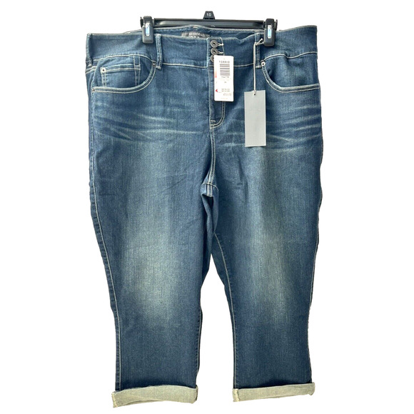torrid Denim - Torrid Capris SZ 24 NEW Lycra Super Stretch Crop Legging Blue Denim Rolled Cuffs